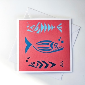 Tarjeta de felicitación, tarjeta hecha a mano, tarjeta de pez, tarjeta de peces, tarjeta de cumpleaños, tarjeta de agradecimiento, tarjeta de ocasión, tarjeta de celebración, tarjeta de aniversario