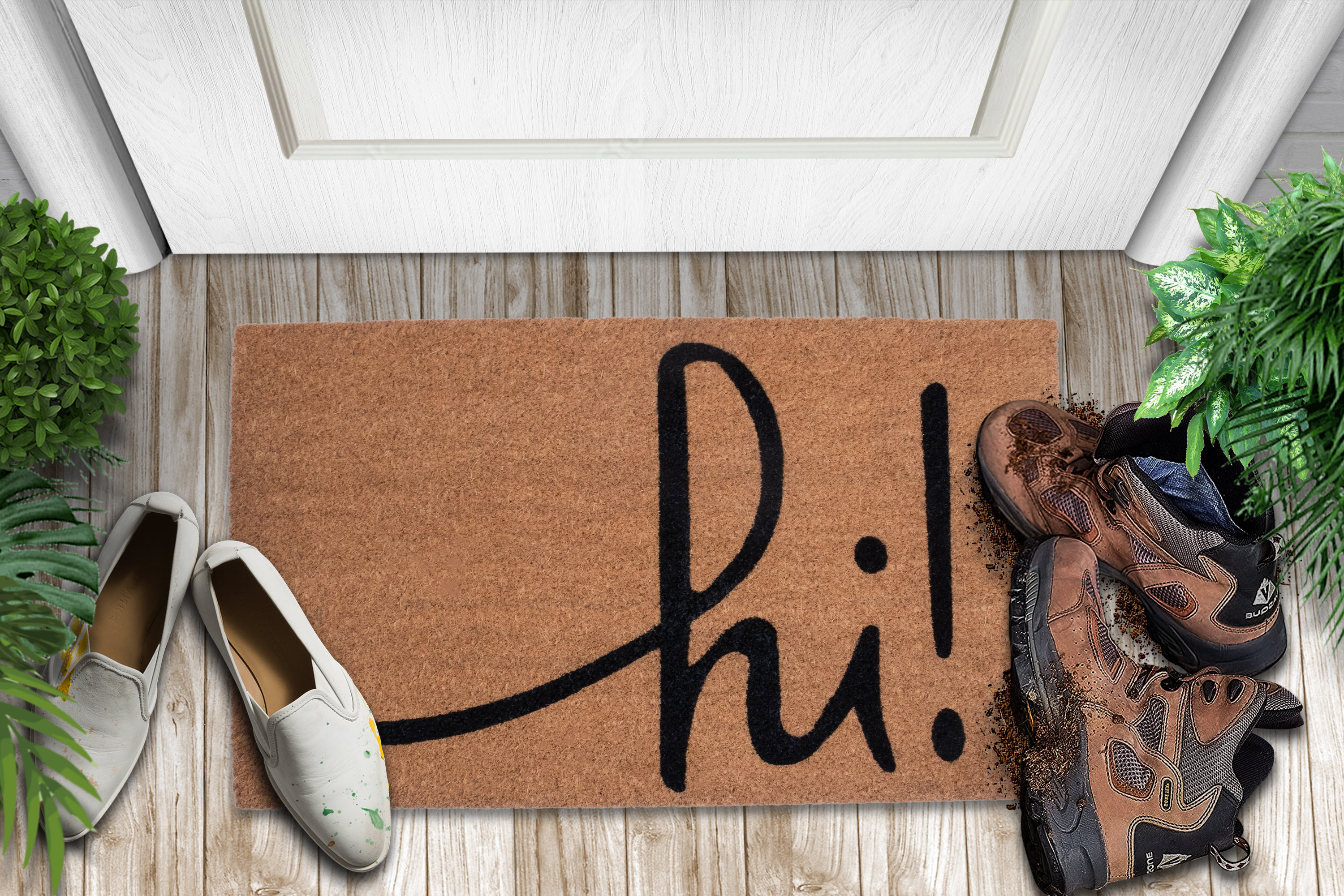 Mascot Hardware Welcome Letter Printed Non-Slip Doormats for Indoor Outdoor, 28 inchx18 inch, Size: Beige, Black