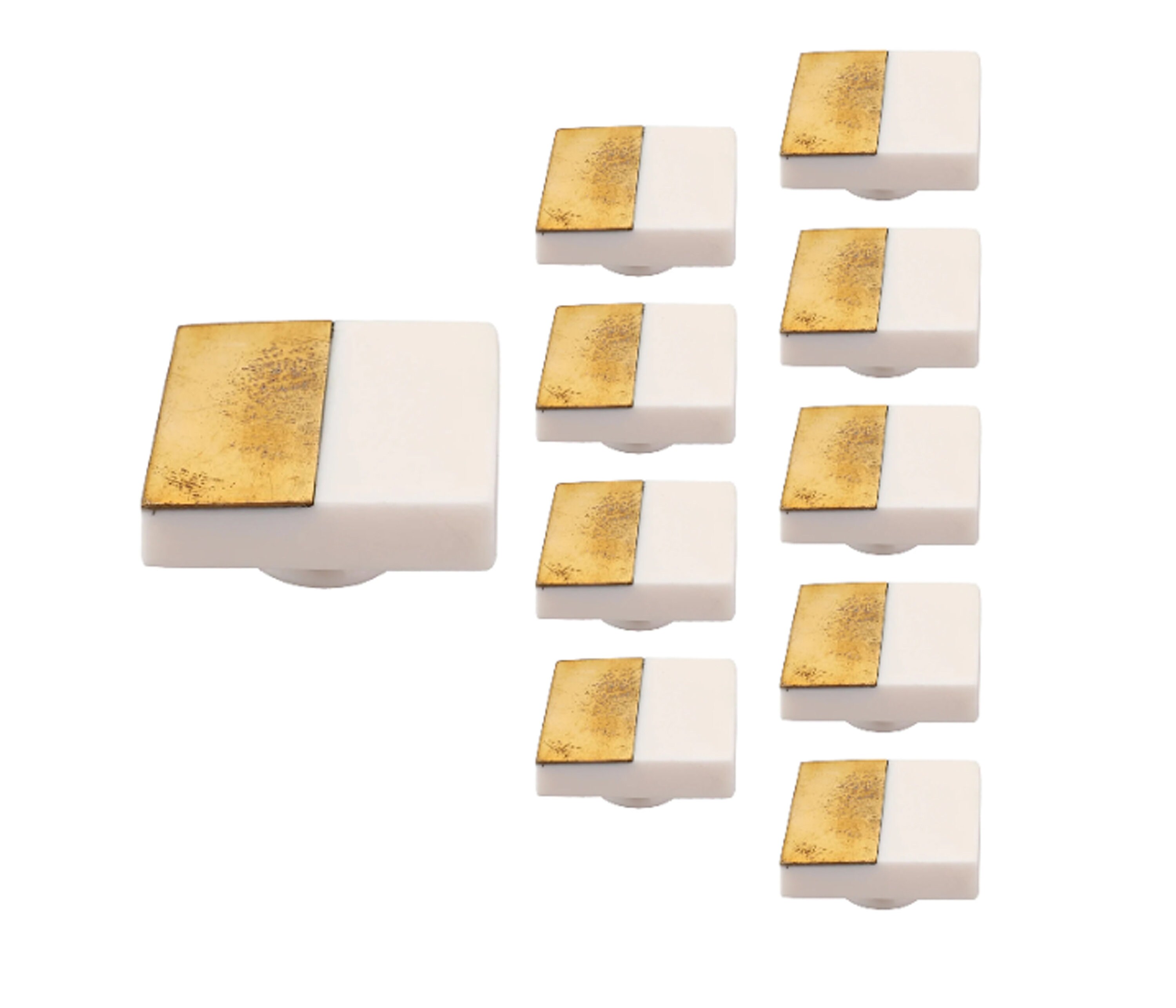 Multi-buy Square White Resin & Brass Plate Cabinet Knobs decorative Drawer  Knob for Dressers Drawers and Cabinets modern Cabinet Hardware 