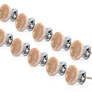 Multi-Buy Ceramic Knobs Floral Decorative Ceramic Cabinet Knobs Orange White Ceramic Knobs for Dresser Cabinet Drawers Closets knob