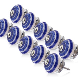 Multi-Buy Ceramic Knobs Floral Decorative Ceramic Knobs Blue Round Design Ceramic Hardware for Dresser Cabinet Drawers Closets knob