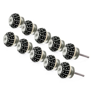 Mascot Hardware Ceramic Cabinet Knobs Intersection Black & White Round drawer Pulls for Furniture Kitchen Wardrobe Office Porcelain Knobs