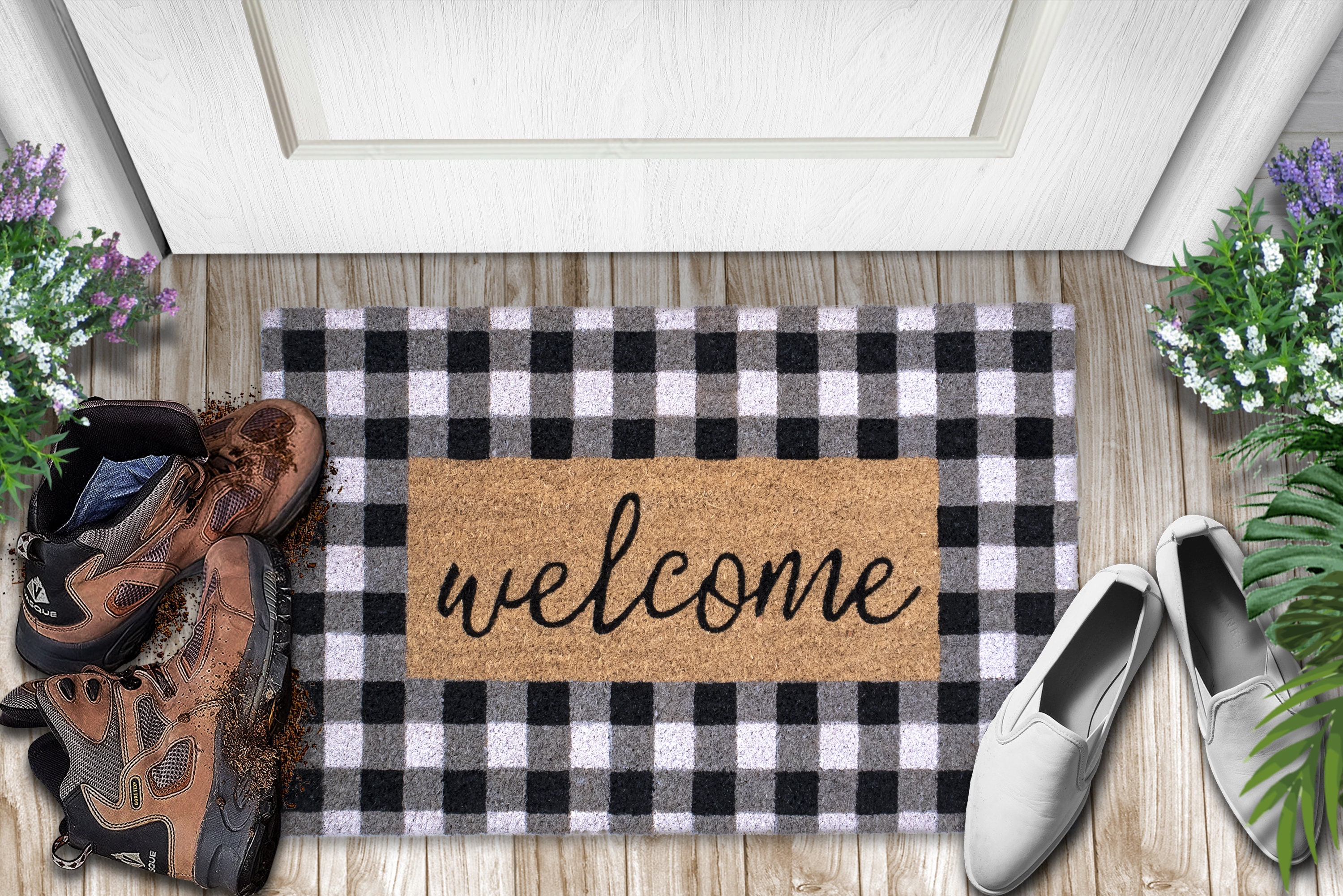 Welcome Mat Outdoor Front Door Mats Non Slip Heavy Duty Entrance Mat  Western