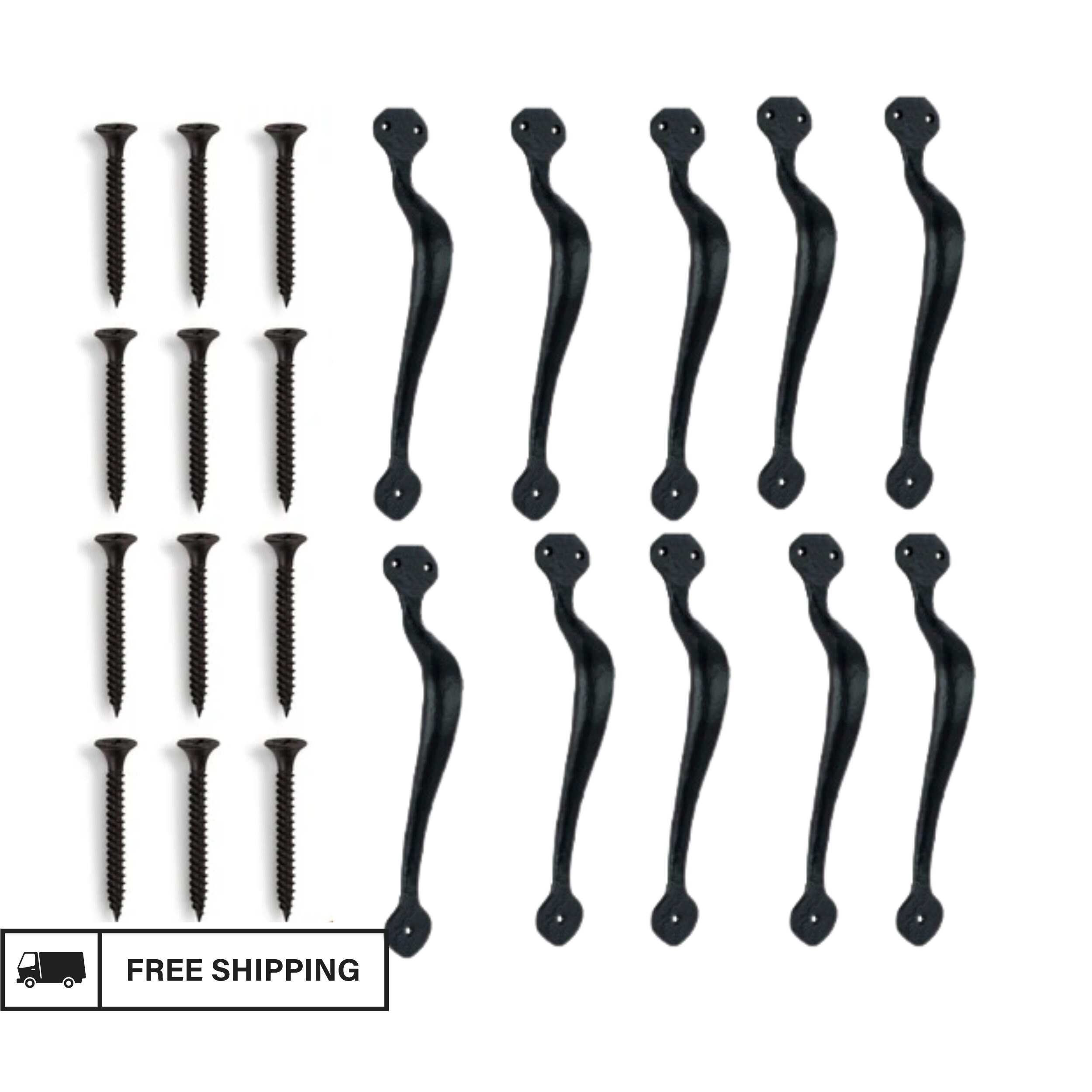 Mascot Hardware Spear 13 in. Black Door Pull Handle Large Handle With all mounting Hardware - Pack of 10
