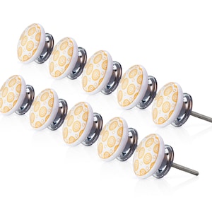 Multi Buy Decorative Knobs for Kitchen Cabinets Knob, Yellow Drawer Pulls with Designs, Ceramic Wardrobe, Cupboard, & Bathroom Cabinet Knobs