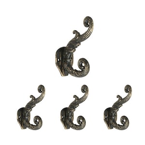 Multi Buy Antique Brass Floral Scroll Hat & Coat Hook By Mascot Hardware