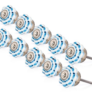 Multi-Buy Round Ceramic Cabinet, Cabinet Hardware Pulls Hardware Knobs for Dresser Drawers, Blue/White Ceramic Knob Porcelain Knobs, Closets