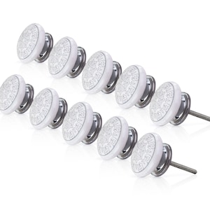 Mascot Hardware Ceramic Cabinet Knobs Gainesville Grey Design Porcelain Knobs for Kitchen, Wardrobe furniture Drawer Pulls (Pack of 10)