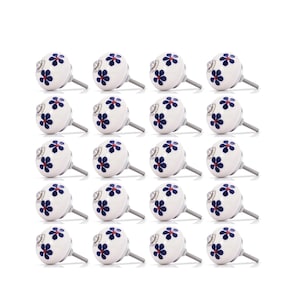 Mascot Hardware Ceramic Cabinet Knobs Floral Decorative, Blue and White Porcelain Knobs for Kitchen Cabinet Drawers Knobs (Pack of 10)