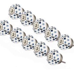 Multi-Buy Ceramic Knobs, Round White Blue Cabinet Knob Round Cabinet Knobs for Dresser, Cabinet Drawers Furniture Knob Closets knob