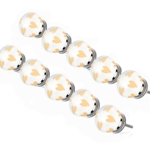 Mascot Hardware Ceramic Cabinet Knobs Etched Heart 1-1/2 in. Kitchen Wardrobe Cupboards Porcelain Drawer Pulls Handles -Pack of 10