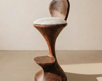 Sculptural Counter Stool | Modern Handmade Wood Bar Stool | Artistic Minimalist Seating | Custom Luxury Furniture