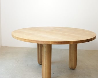 Scandinavian Modern Round Dining Table, Solid Wood