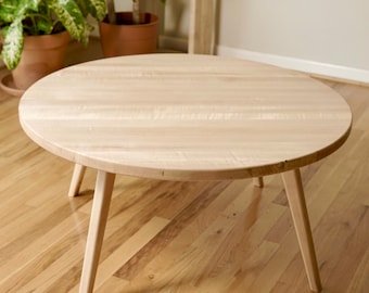 Round Scandinavian Coffee Table, Maple Coffee Table, Walnut Coffee Table, Cherry Coffee Table