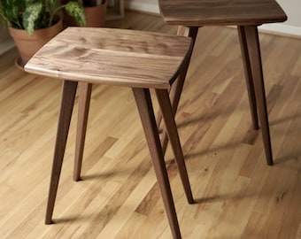 Modern End Table, Scandinavian End Table, Walnut, Cherry, Maple