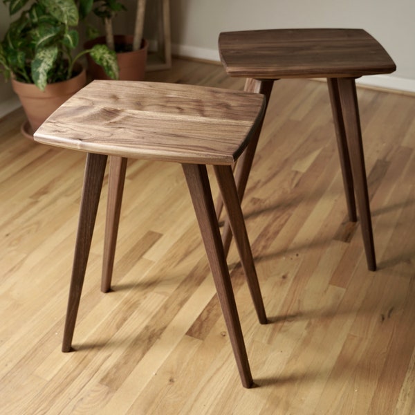 Modern End Table, Scandinavian End Table, Walnut, Cherry, Maple