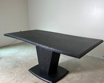 Modern Black Solid Wood Dining Table, Custom Size