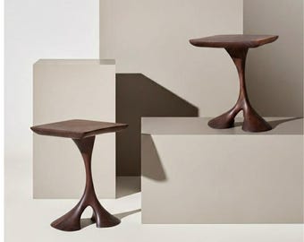 Modern Wood End Table | Handmade Nightstand Side Table | Walnut Oak Cherry Maple | Sculptural Accent | Ati