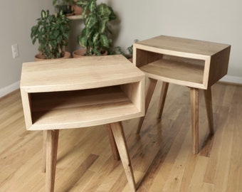 Scandinavian End Table, Cubby End Table