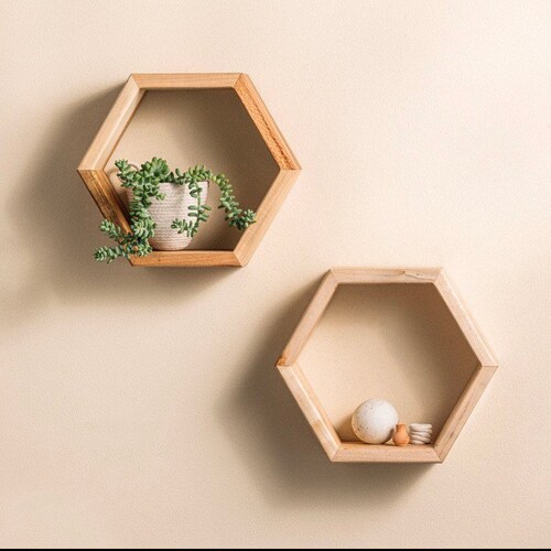 Set of 7 Hexagon Shelves 2 FREE Middle Dividers Included Etsy