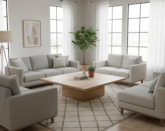 Solid Wood, Square Pedestal Coffee Table, Modern table