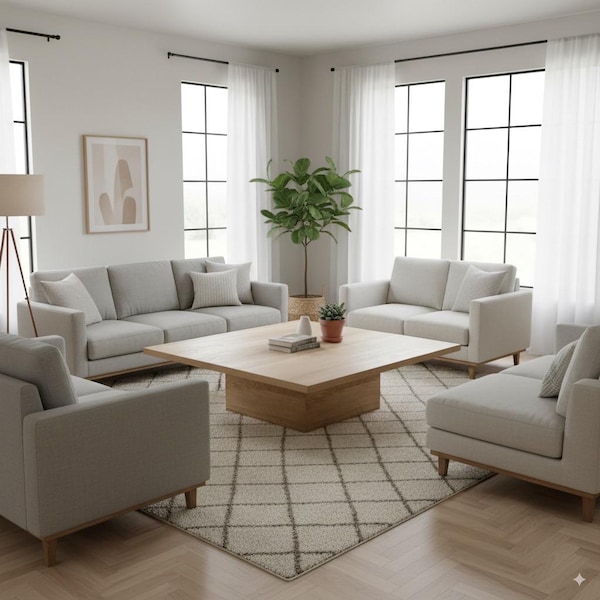 Solid Wood, Square Pedestal Coffee Table, Modern table