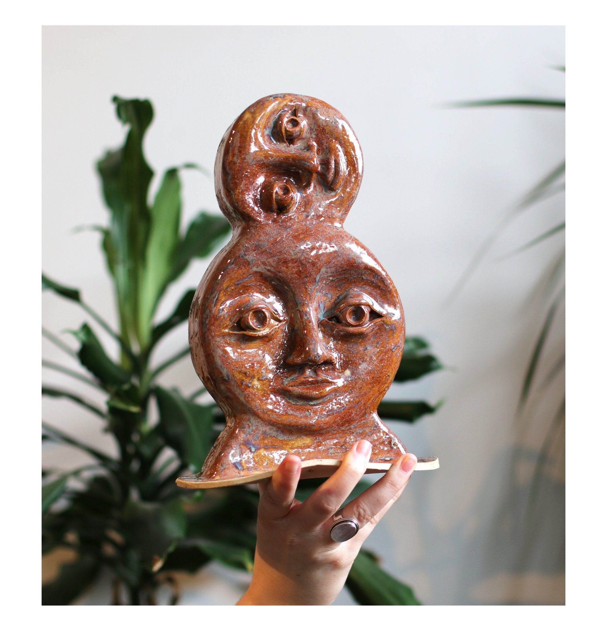 Cosmic Copper Double Moon Face Große Keramik Vase Skulptur - Etsy.de