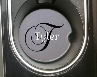 Personalized Single Initial & Name Monogram Car Coaster, Personalized Car Cup Holder Coaster, Custom Car Coaster, Personalized Gifts, Custom