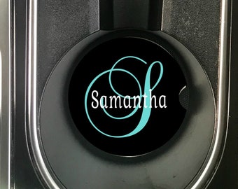 Personalized Single Initial & Name Monogram Car Coaster, Personalized Car Cup Holder Coaster, Custom Car Coaster, Personalized Gifts, Custom