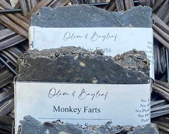 Monkey Farts Scented Handmade Soap, Artisan Soap, Bar Soap, Bath Soap, No Preservative, No Palm, Sulfate Free, Paraben Free, Homemade