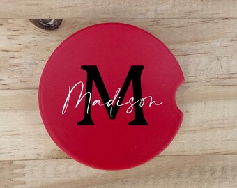 Personalized Single Initial & Name Monogram Car Coaster, Personalized Car Cup Holder Coaster, Custom Car Coaster, Personalized Gifts, Custom