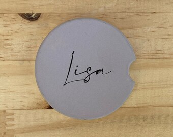 Personalized Car Coaster, Personalized Car Cup Holder Coaster, Custom Car Coaster, Personalized Gifts, Custom, Sandstone, Multiple Colors
