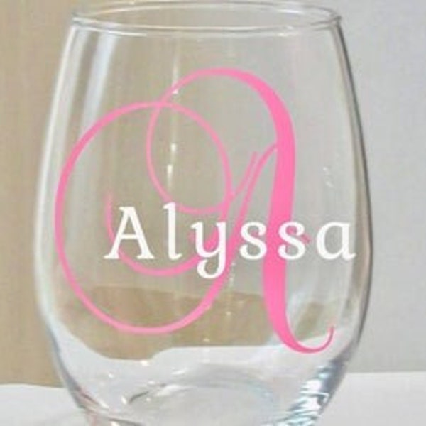 Monogram Wine Glass Etsy