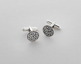 Round knot Cufflinks - Sterling Silver Cufflinks by Aosdàna, Isle of Iona.