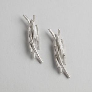 Curved Staffa Earrings - Sterling Silver Earrings from the Isle of Iona.