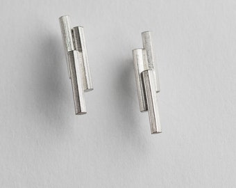 Small Staffa Stud Earrings - Sterling Silver Earrings from the Isle of Iona.