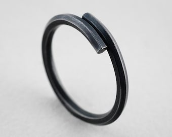 Lightweight Staffa Ring, Oxidised Finish - A Sterling Silver Ring from the Isle of Iona.