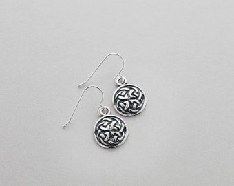 Round Celtic Knot - Sterling Silver Earrings by Aosdàna, Isle of Iona.