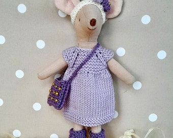 Ropa de ratón Maileg, vestido de ratón madre Maileg (6 pulgadas), ropa de muñeca en miniatura, ropa de muñeca hecha a mano, ropa de muñeca diminuta, Simply Dita Dolls.