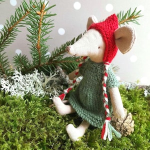 Handgestricktes Wollkleid und Mütze Set für Maileg große/kleine Schwester Maus