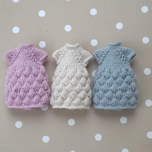 Knitted Wool Dress for Maileg Mouse: Bubble Pattern Toy Clothes