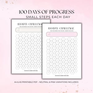 100 Day Habit Challenge Printable | Hexagon Progress Tracker | Goal & Reward Planner | A4 A5 Printable PDF | Self Care Habit Builder