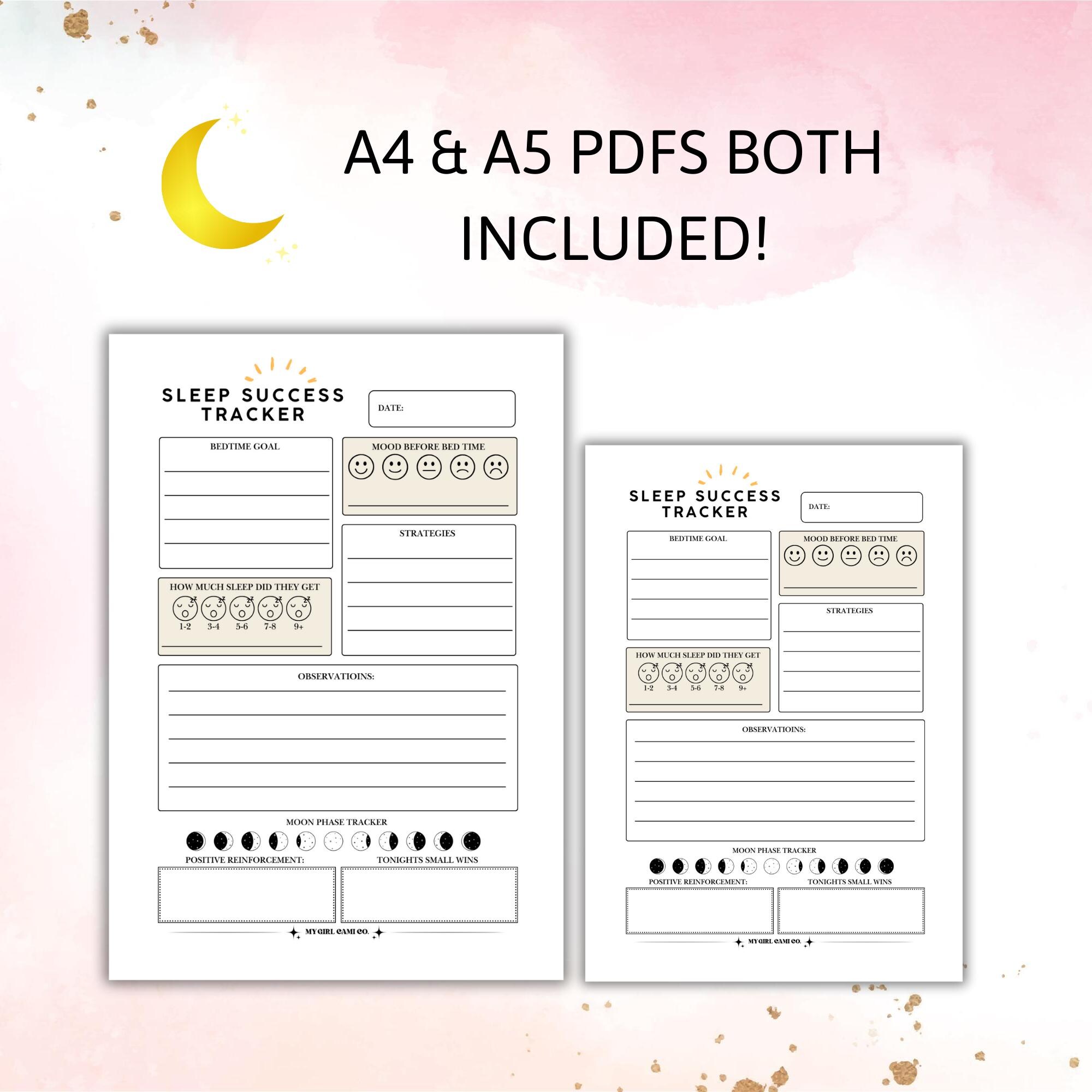 Sleep Routine Tracker Sleep Tracker for Kids With Moon Phases | Sleep Journal | Bedtime ...
