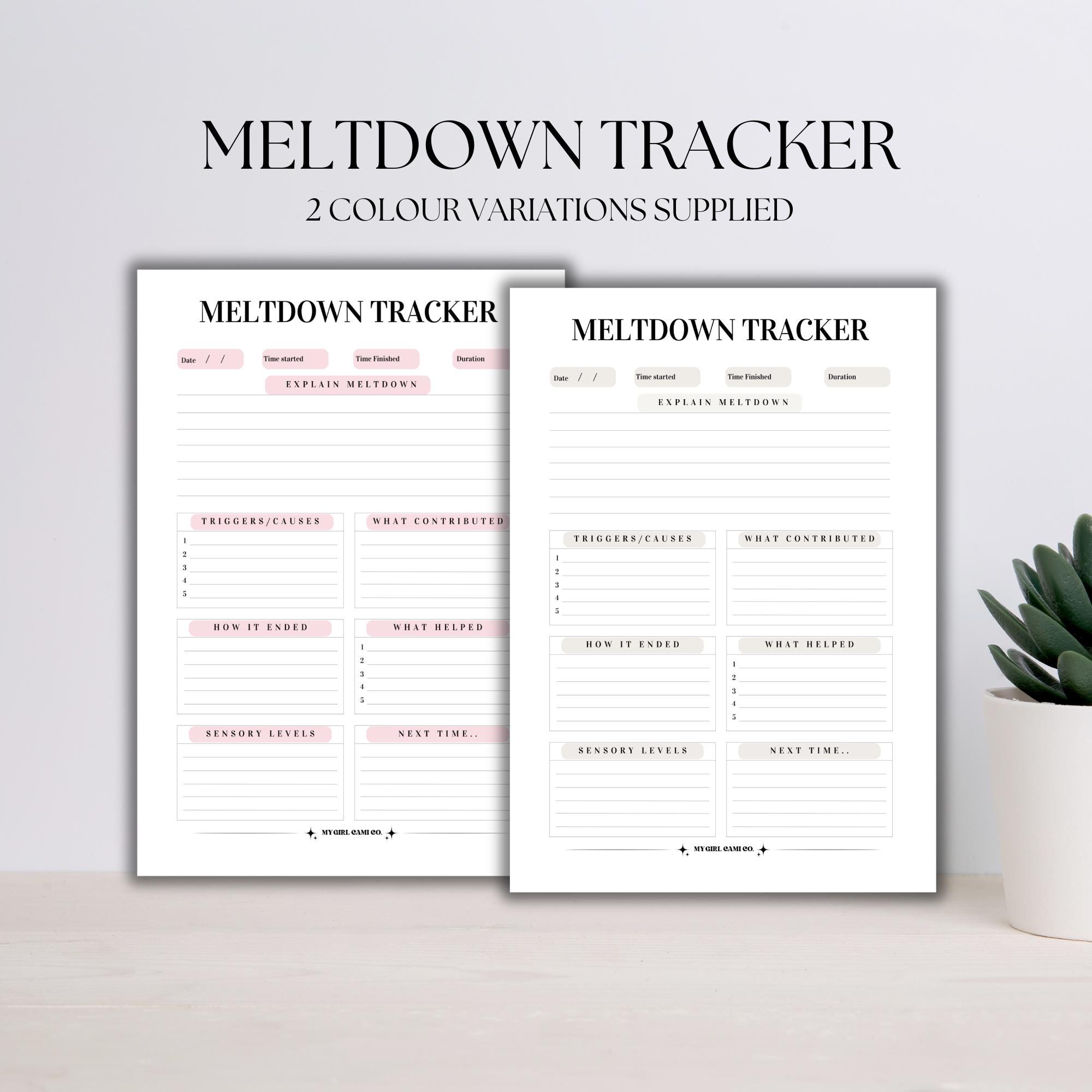 Meltdown Tracker Printable for Parents | Autism & ADHD Behavior Log ...