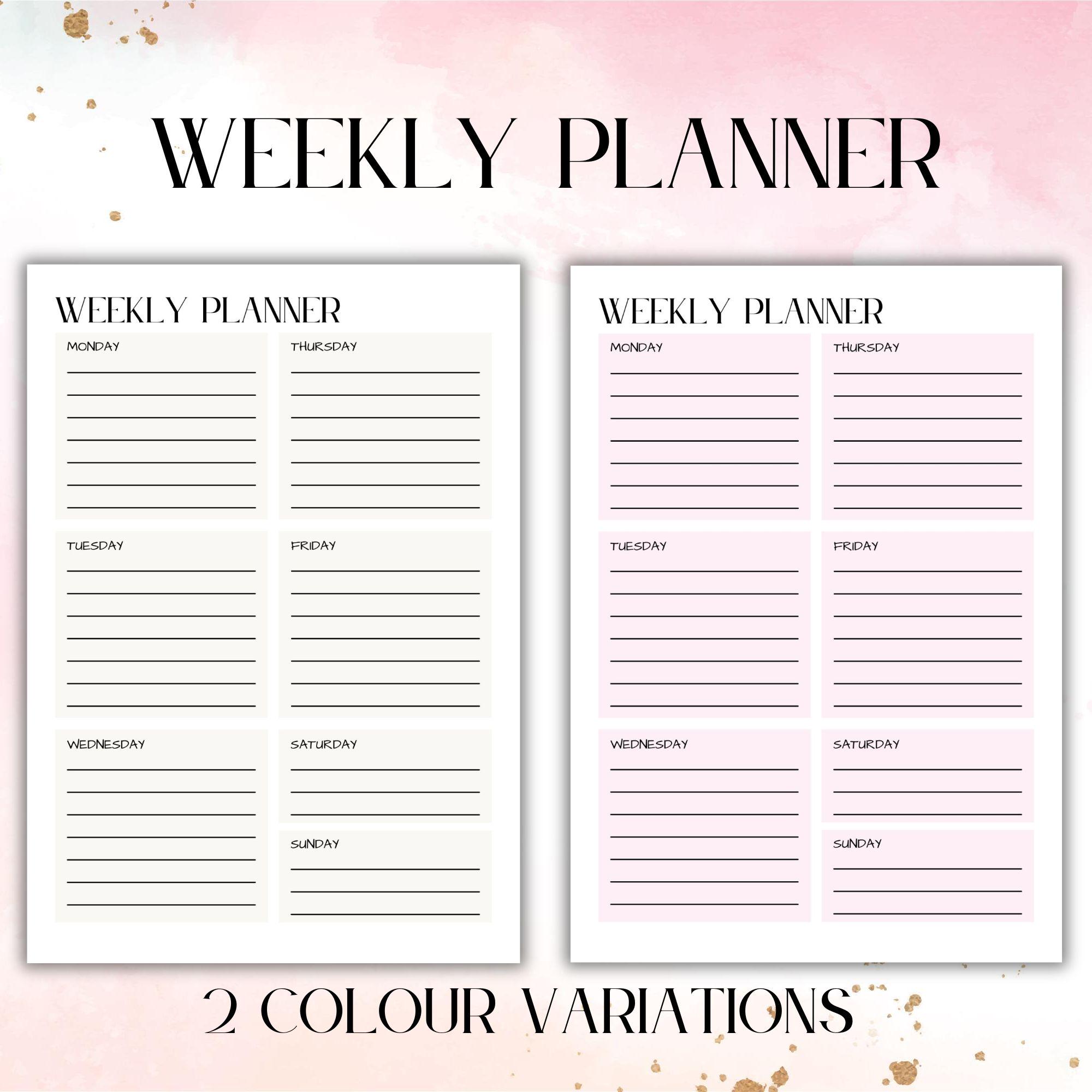 Weekly Planner Printable PDF | A4 A5 Planner Insert | Minimal Weekly ...
