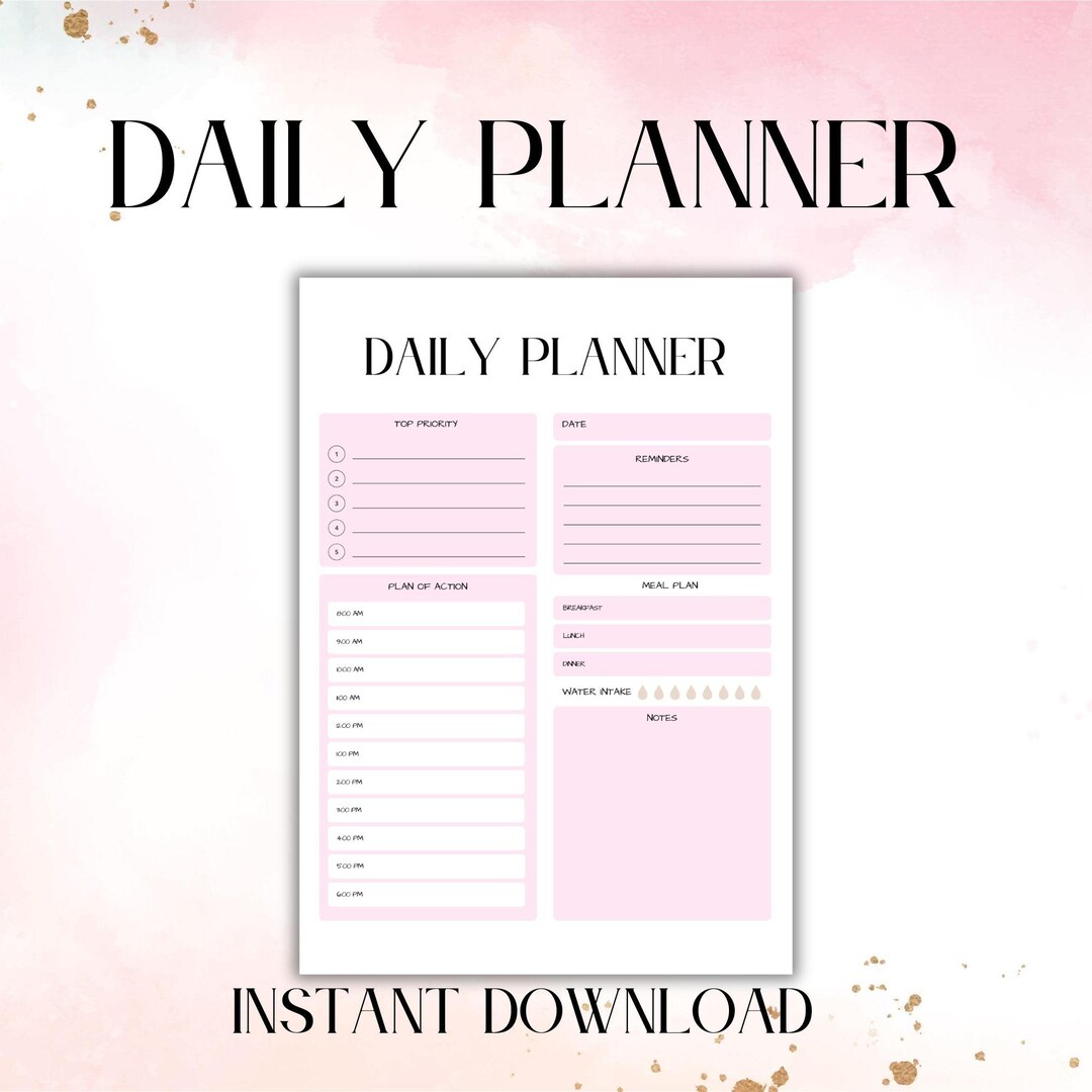 Daily Planner Printable A4 & A5 | Pink Minimal Day Planner With ...