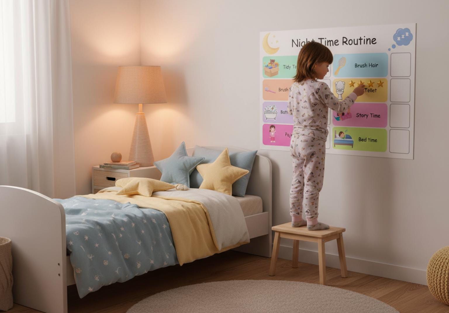 Night Time Routine Chart Printable | Kids Bedtime Routine Chart ...