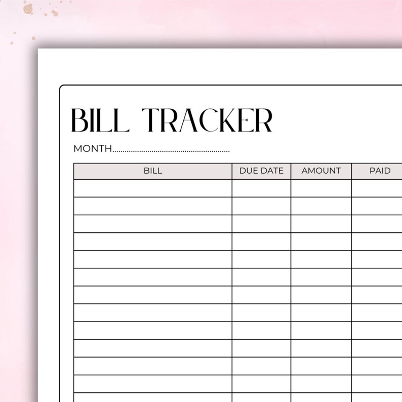 Monthly Bill Tracker Printable A4 | Budget Planner Page With Free ...