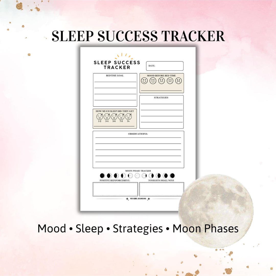 Sleep Routine Tracker Sleep Tracker for Kids With Moon Phases | Sleep Journal | Bedtime ...