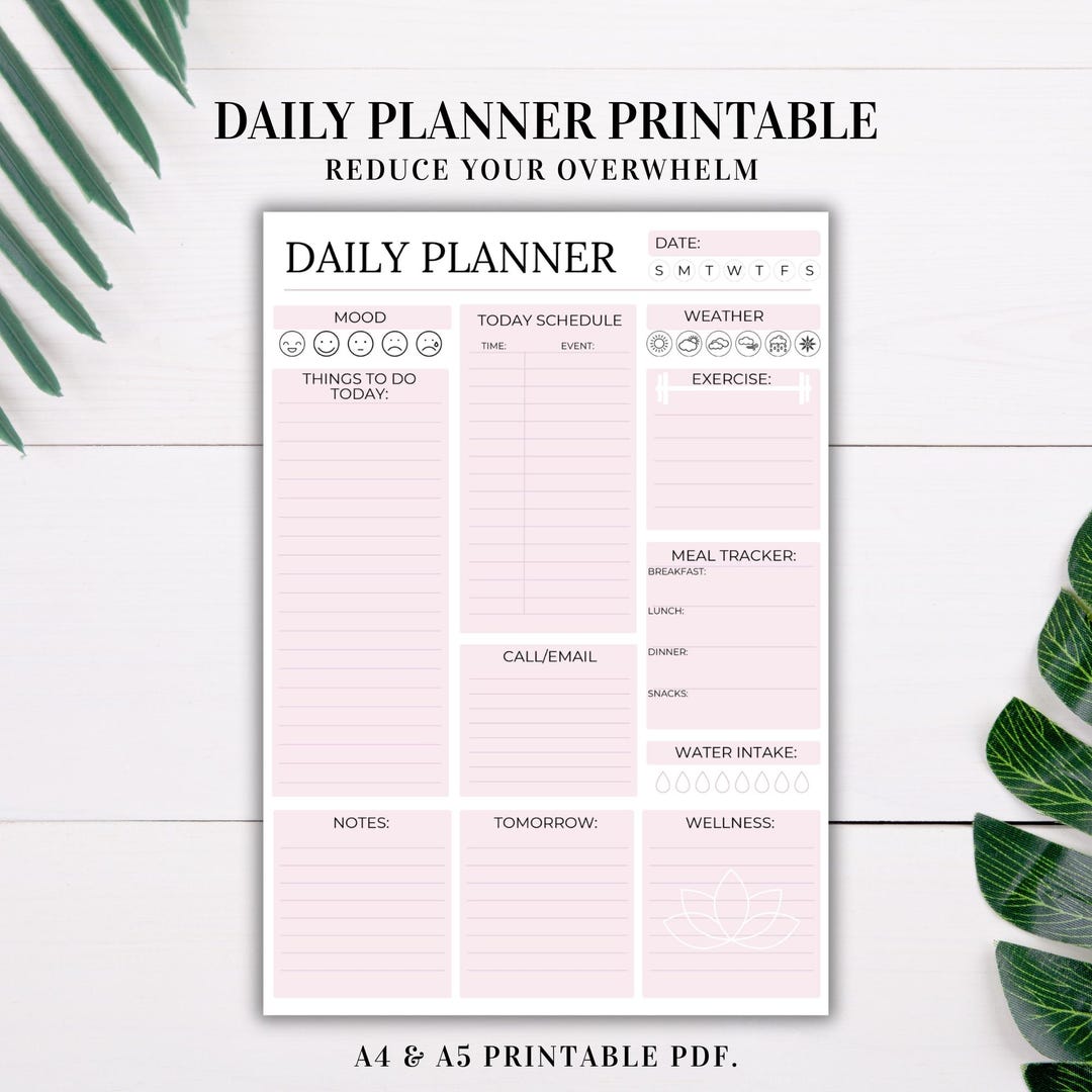 Daily Planner Printable A4 & A5 | Busy Mom Planner | Reduce Overwhelm ...